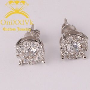 Iced Out Custom 925 Silver Studded Earrings